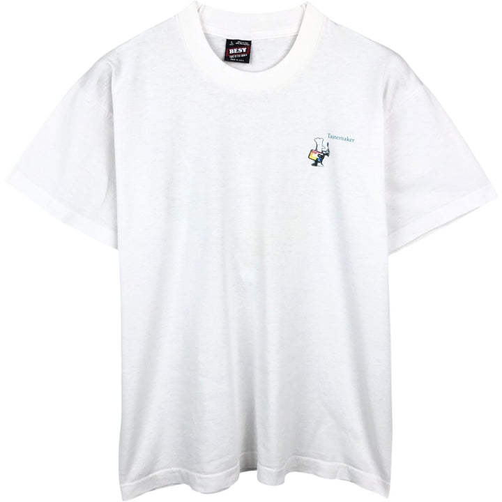 90'S Fruit of the Loom Best Printed T-shirt, Made in USA, Men's L size, Vintage cotton white type Vintage Second Hand