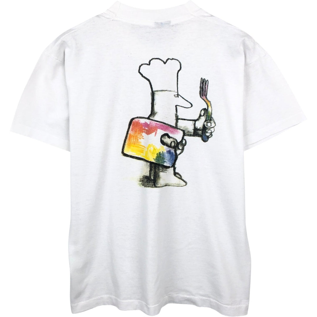 90'S Fruit of the Loom Best Printed T-shirt, Made in USA, Men's L size, Vintage cotton white type Vintage Second Hand