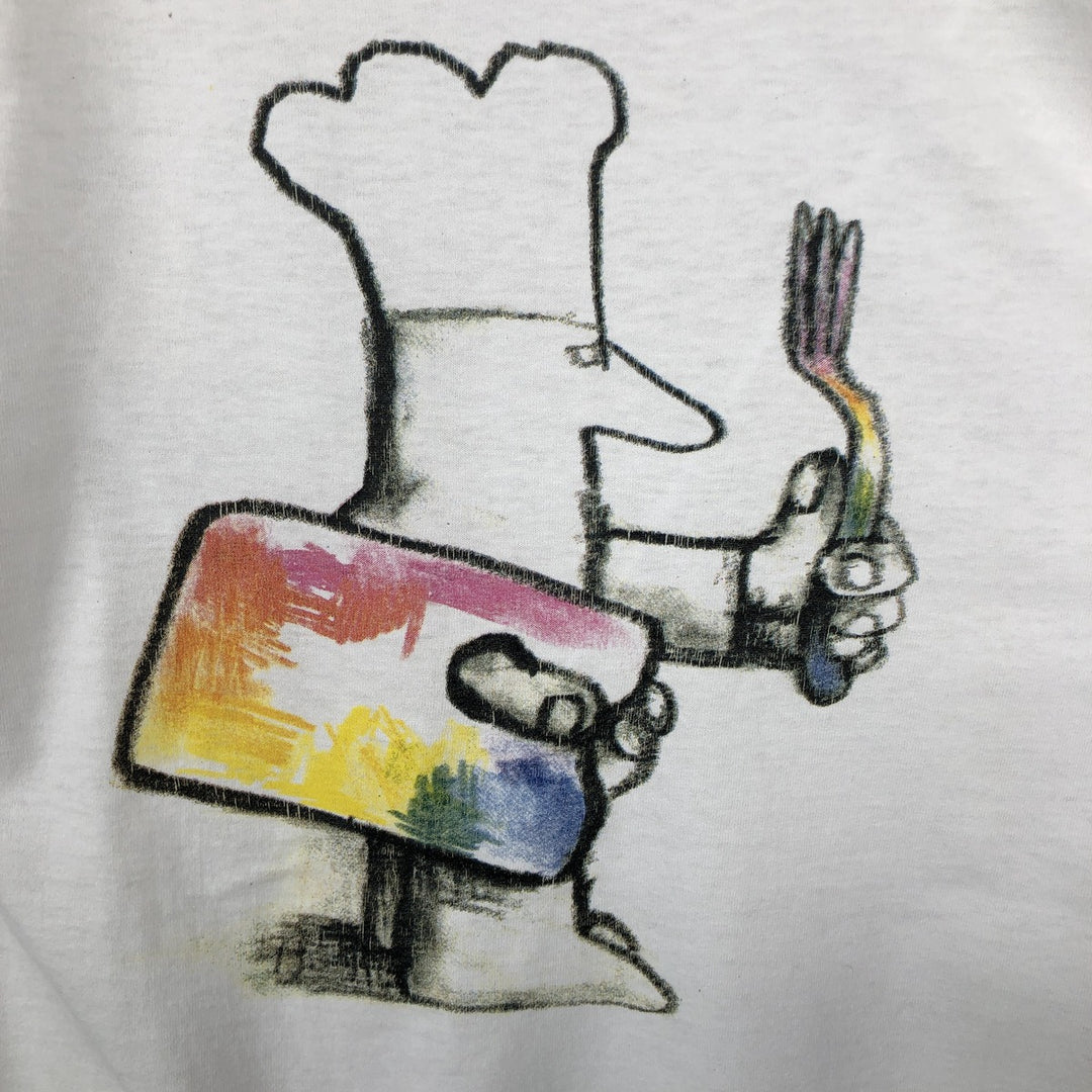 90'S Fruit of the Loom Best Printed T-shirt, Made in USA, Men's L size, Vintage cotton white type Vintage Second Hand