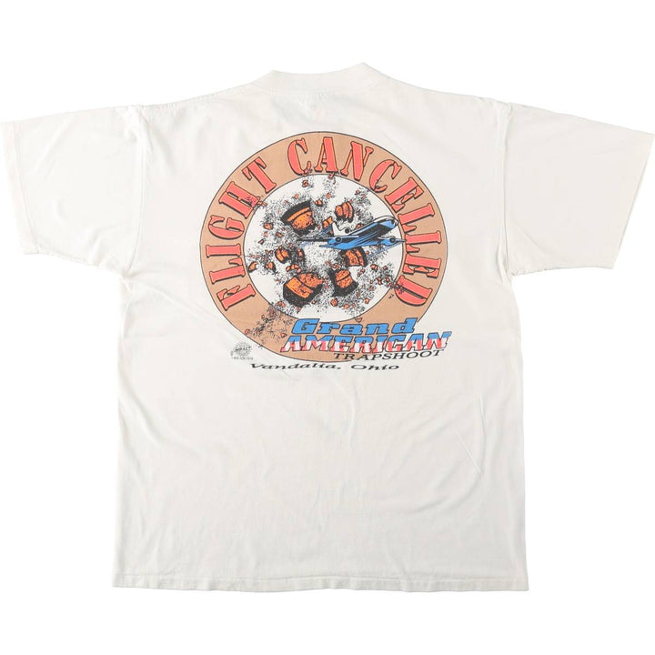 90'S ONEITA POWER-T Printed T-shirt Made in USA Men's L size Vintage cotton white type Vintage Second Hand