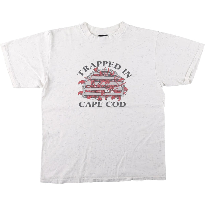 90'S Animal Pattern Print T-Shirt, Made in USA, Men's Size L (Equivalent), Vintage cotton white type Vintage Second Hand