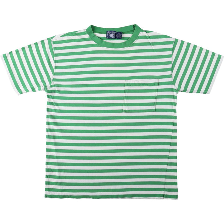 1990'S St. John's Bay Sport Striped Pocket T-Shirt, Men's Size M (approx.), Vintage cotton white type Vintage Second Hand