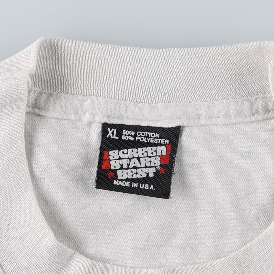 90'S SCREEN STARS Printed T-shirt Made in USA Men's XL Vintage cotton white type Vintage Second Hand