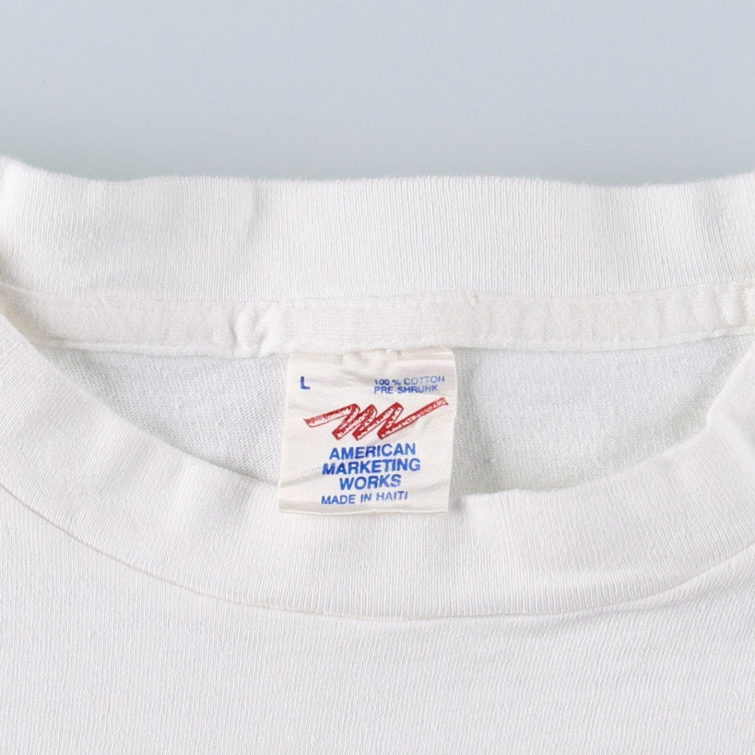 90'S American Marketing Works printed T-shirt, men's size L equivalent, vintage. cotton white type Vintage Second Hand