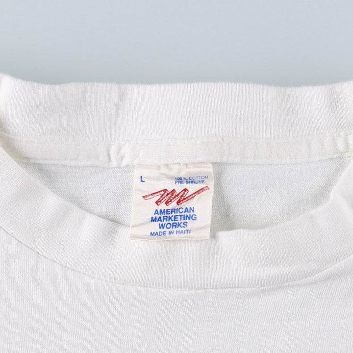 90'S American Marketing Works printed T-shirt, men's size L equivalent, vintage. cotton white type Vintage Second Hand