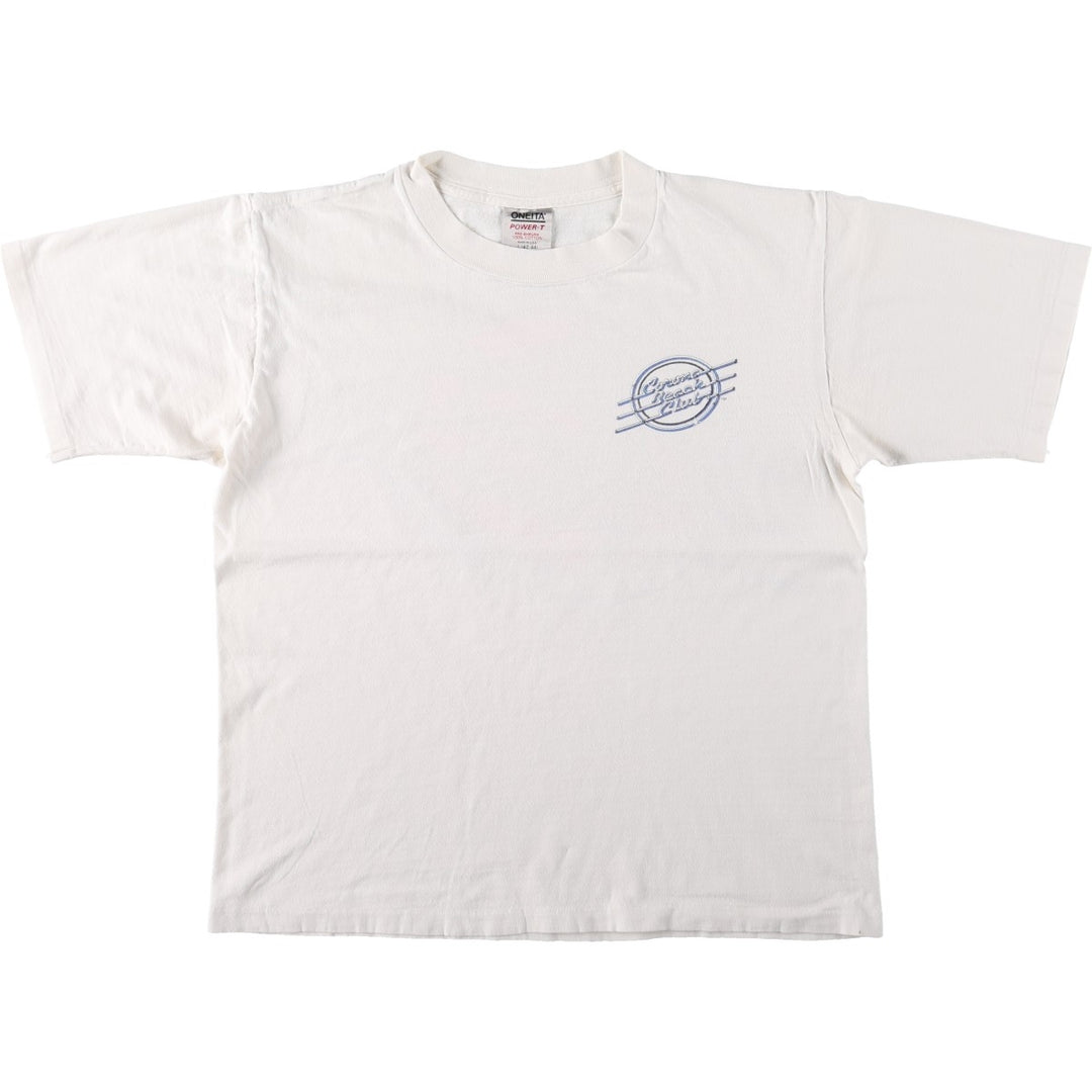 90'S ONEITA POWER-T Corona Beach Club Advertising T-Shirt, Made in USA, Men's Size L (Equivalent), Vintage cotton white type Vintage Second Hand