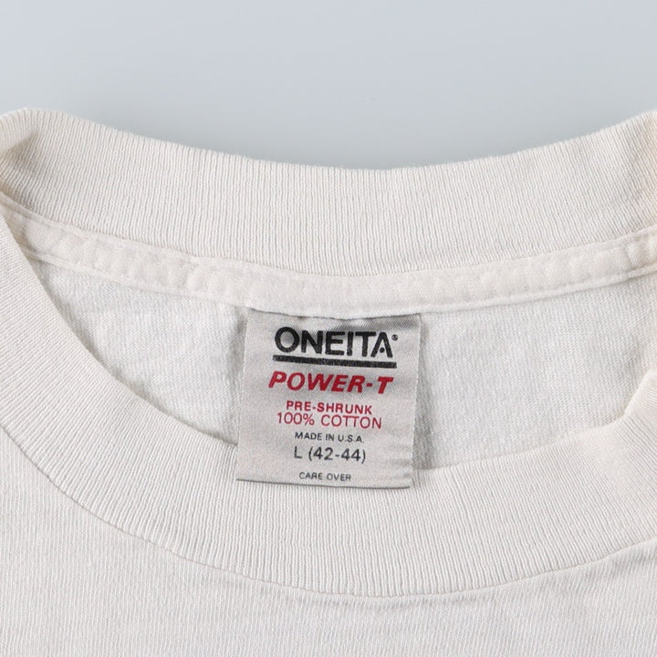 90'S ONEITA POWER-T Corona Beach Club Advertising T-Shirt, Made in USA, Men's Size L (Equivalent), Vintage cotton white type Vintage Second Hand