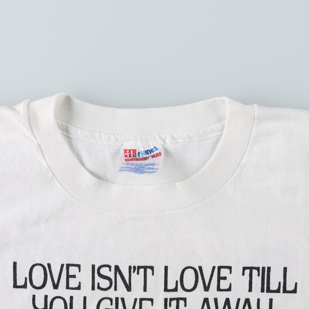 90'S Hanes HEAVYWEIGHT 50 cotton white type Vintage Second Hand
