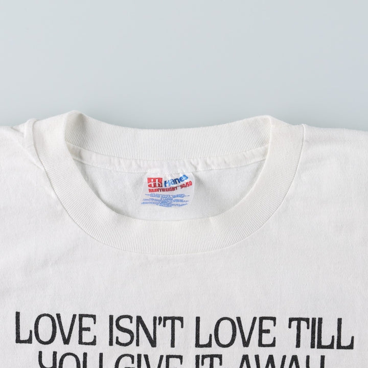 90'S Hanes HEAVYWEIGHT 50 cotton white type Vintage Second Hand
