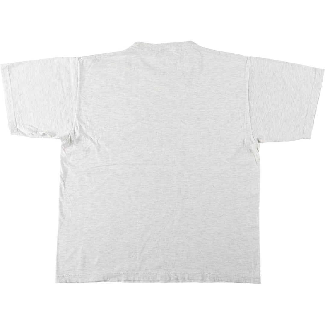 Message print T-shirt, men's size L (approx.) cotton gray type Vintage Second Hand