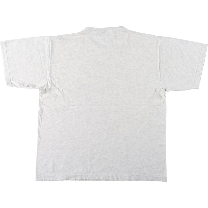 Message print T-shirt, men's size L (approx.) cotton gray type Vintage Second Hand