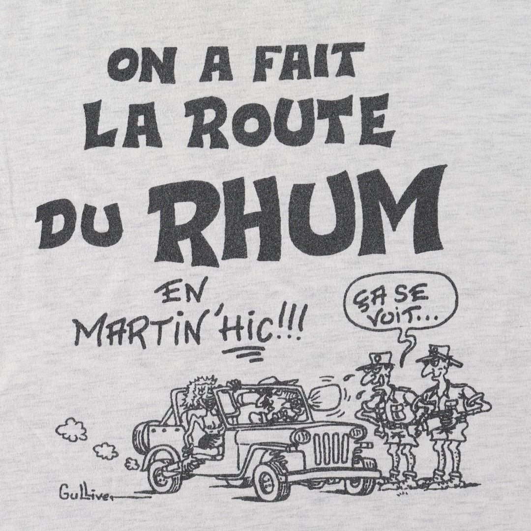 Message print T-shirt, men's size L (approx.) cotton gray type Vintage Second Hand