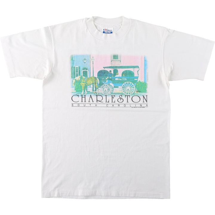 90'S Hanes Blue Tag Souvenir T-Shirt, Made in USA, Men's Size M (Equivalent), Vintage cotton white type Vintage Second Hand