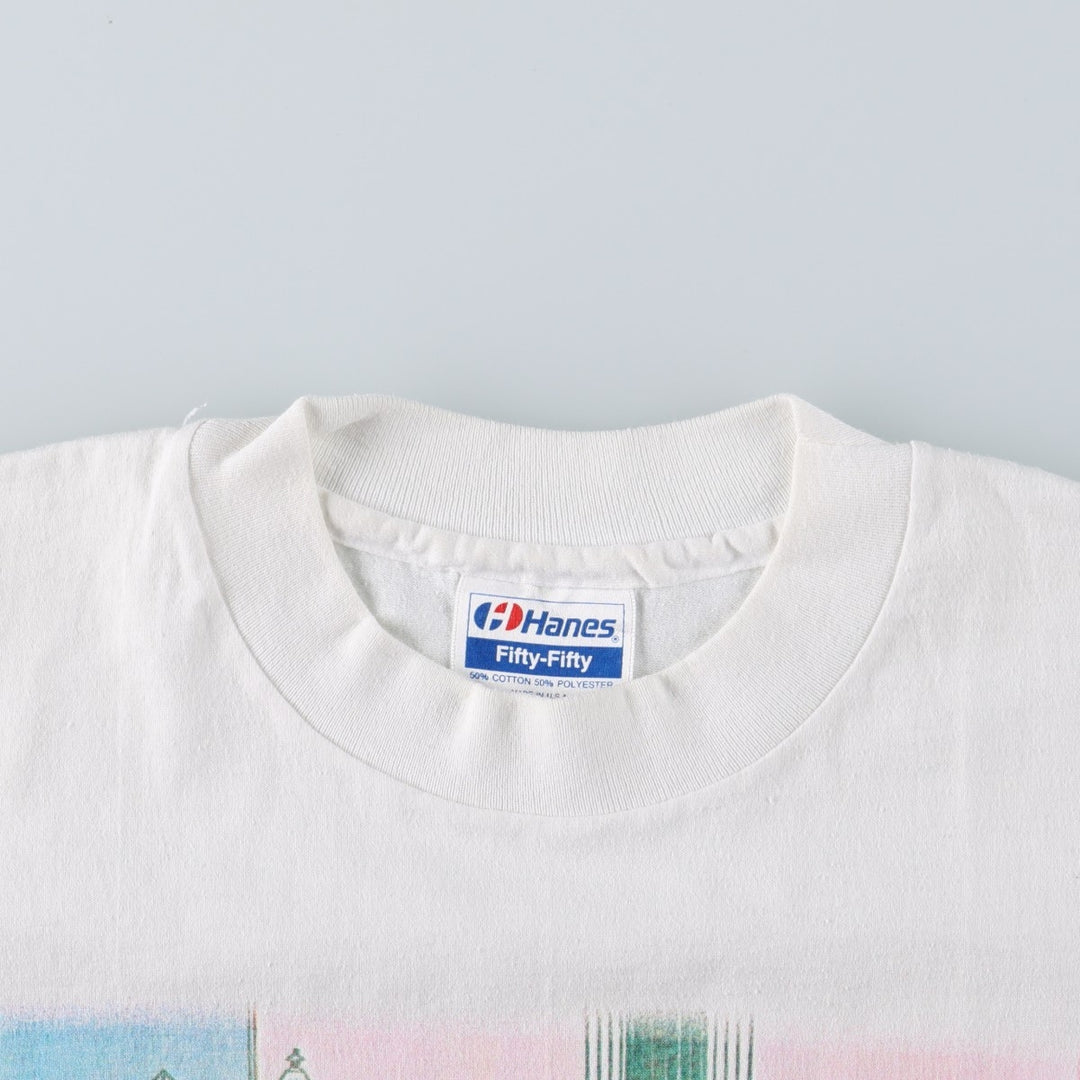 90'S Hanes Blue Tag Souvenir T-Shirt, Made in USA, Men's Size M (Equivalent), Vintage cotton white type Vintage Second Hand