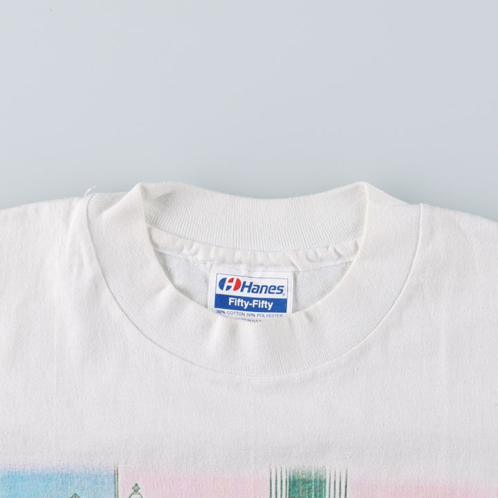 90'S Hanes Blue Tag Souvenir T-Shirt, Made in USA, Men's Size M (Equivalent), Vintage cotton white type Vintage Second Hand