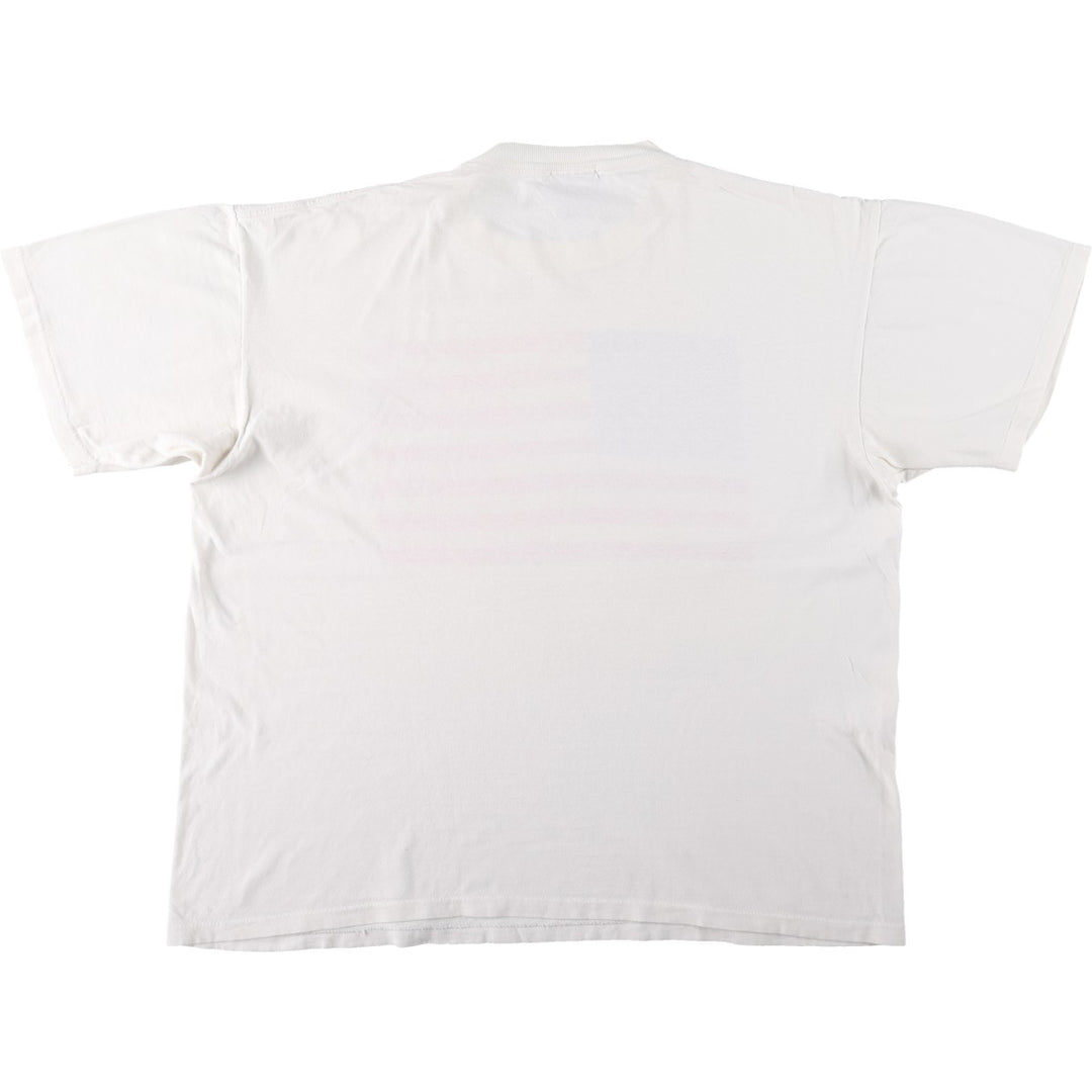 90'S ONEITA POWER-T American flag print T-shirt, men's size XL equivalent, vintage. cotton white type Vintage Second Hand
