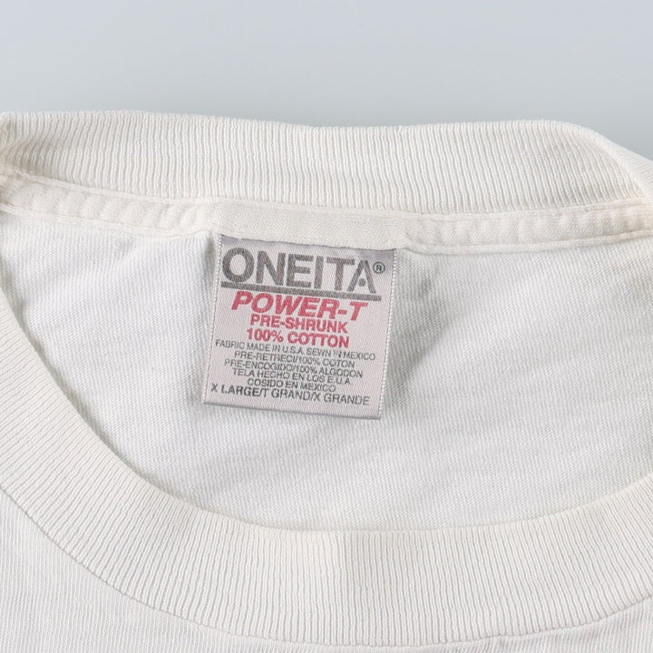 90'S ONEITA POWER-T American flag print T-shirt, men's size XL equivalent, vintage. cotton white type Vintage Second Hand