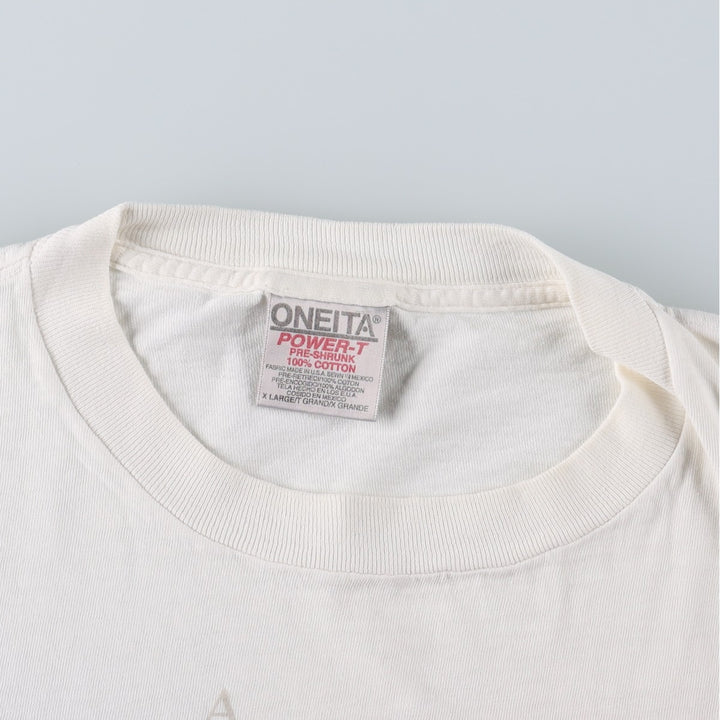 90'S ONEITA POWER-T American flag print T-shirt, men's size XL equivalent, vintage. cotton white type Vintage Second Hand