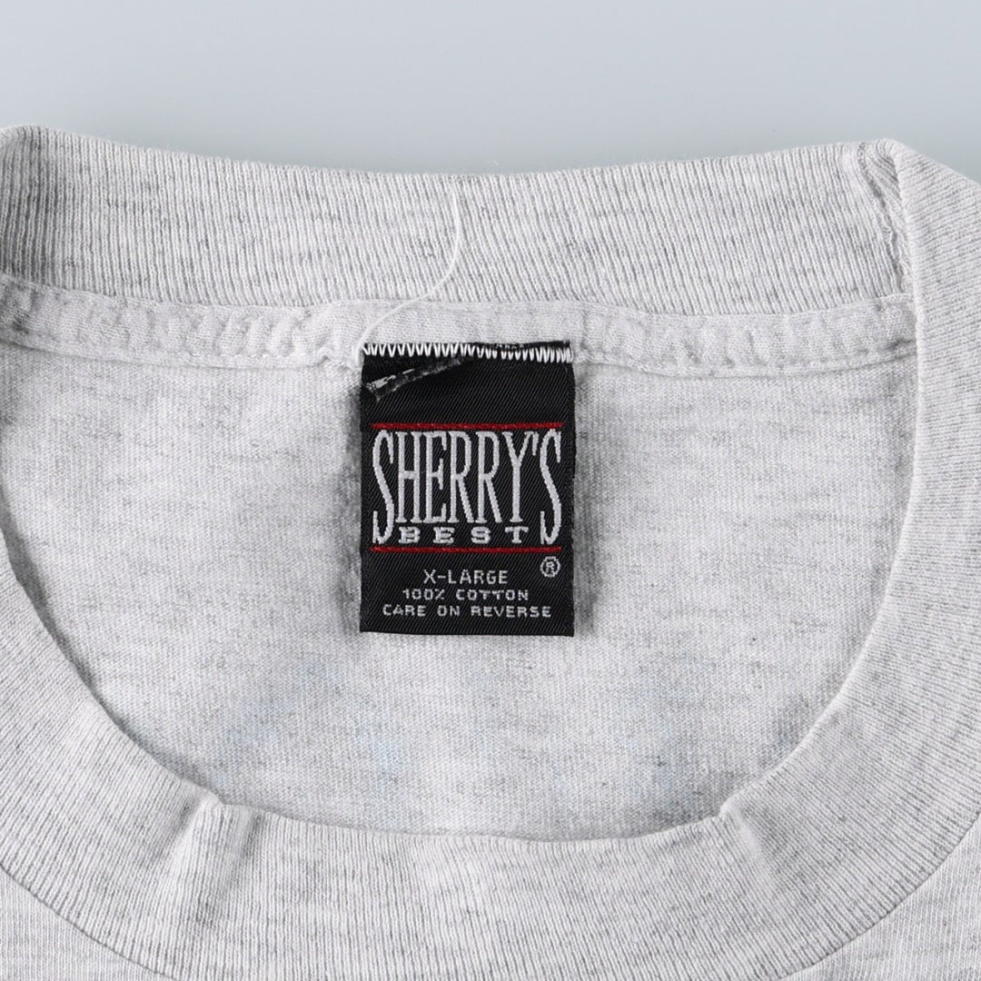 90'S SHERRY'S Print T-Shirt, Made in USA, Men's XL equivalent. cotton gray type Vintage Second Hand