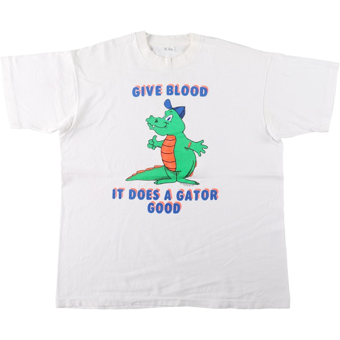 90'S printed T-shirt, men's size XL cotton white type Vintage Second Hand