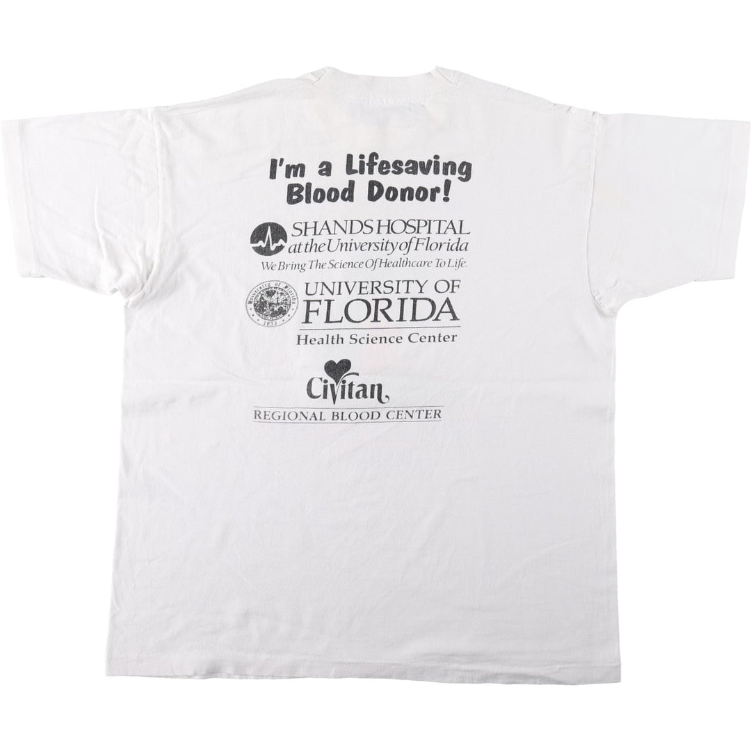 90'S printed T-shirt, men's size XL cotton white type Vintage Second Hand