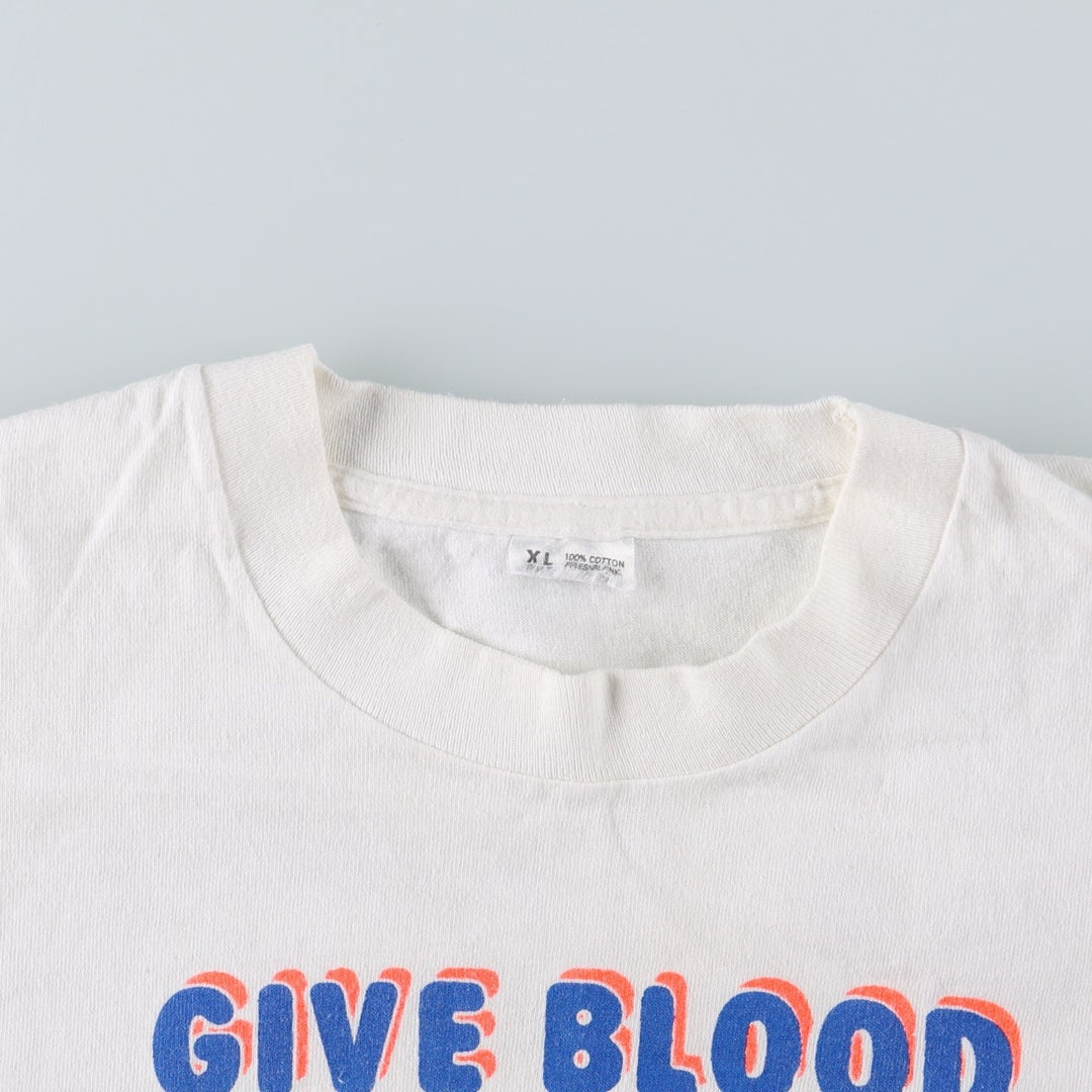 90'S printed T-shirt, men's size XL cotton white type Vintage Second Hand