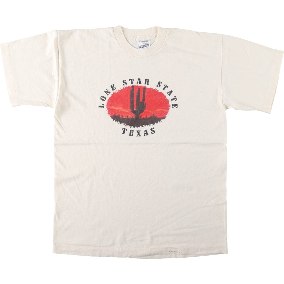 90'S Fruit of the Loom SCREEN STARS print T-shirt, Made in USA, Men's size L equivalent, Vintage cotton pale white type Vintage Second Hand