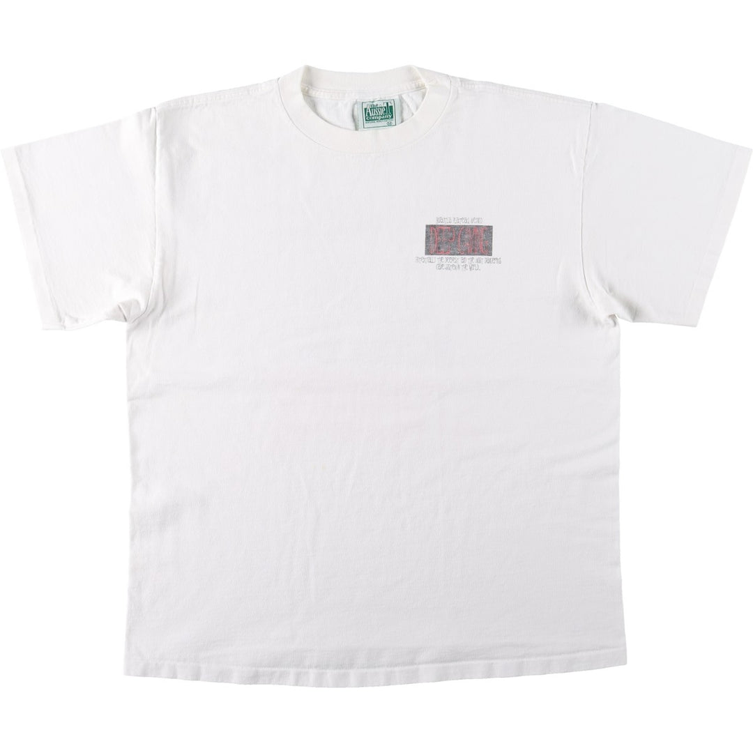 90'S The Aussie Company Print T-Shirt, Made in USA, Men's Size M (Equivalent), Vintage cotton white type Vintage Second Hand