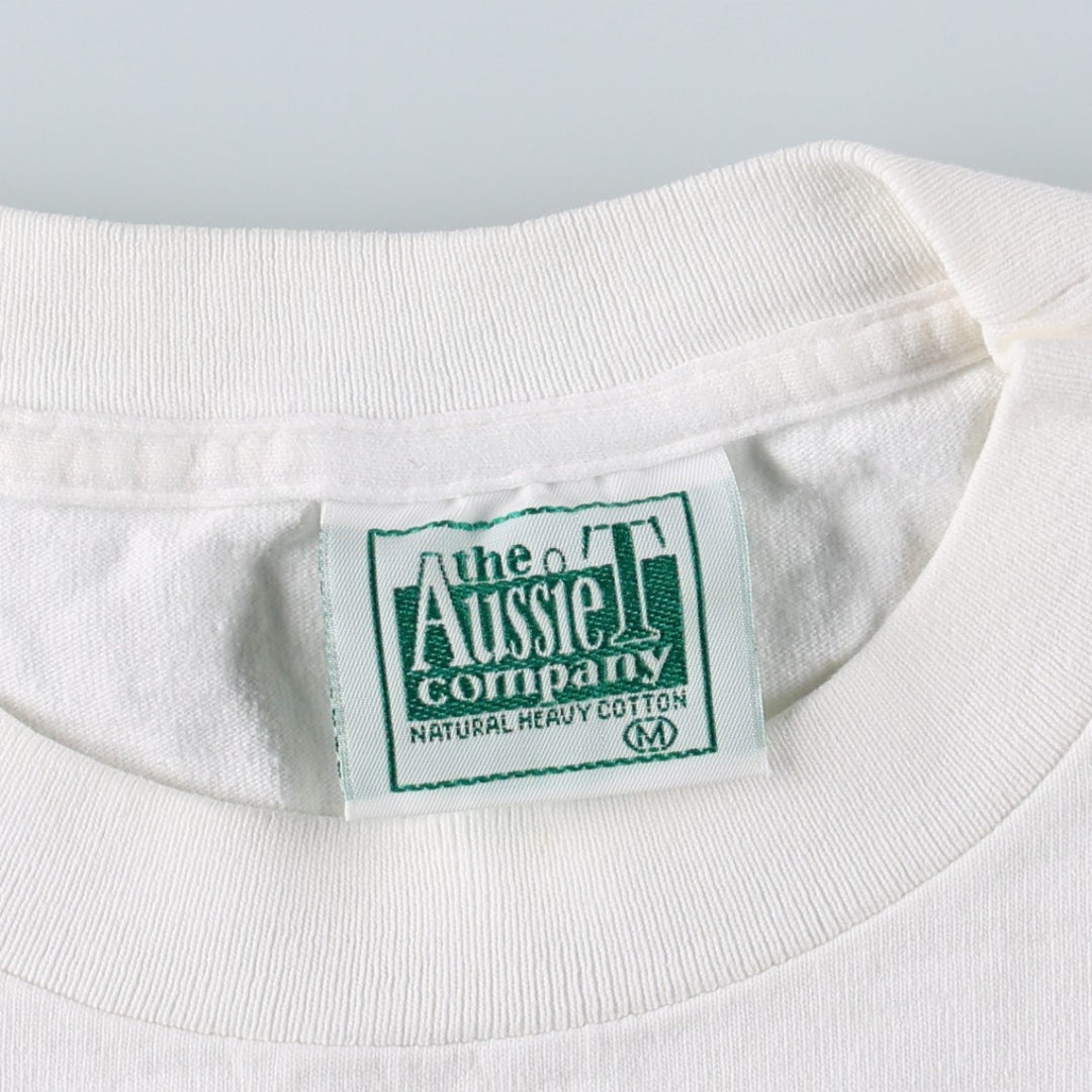 90'S The Aussie Company Print T-Shirt, Made in USA, Men's Size M (Equivalent), Vintage cotton white type Vintage Second Hand