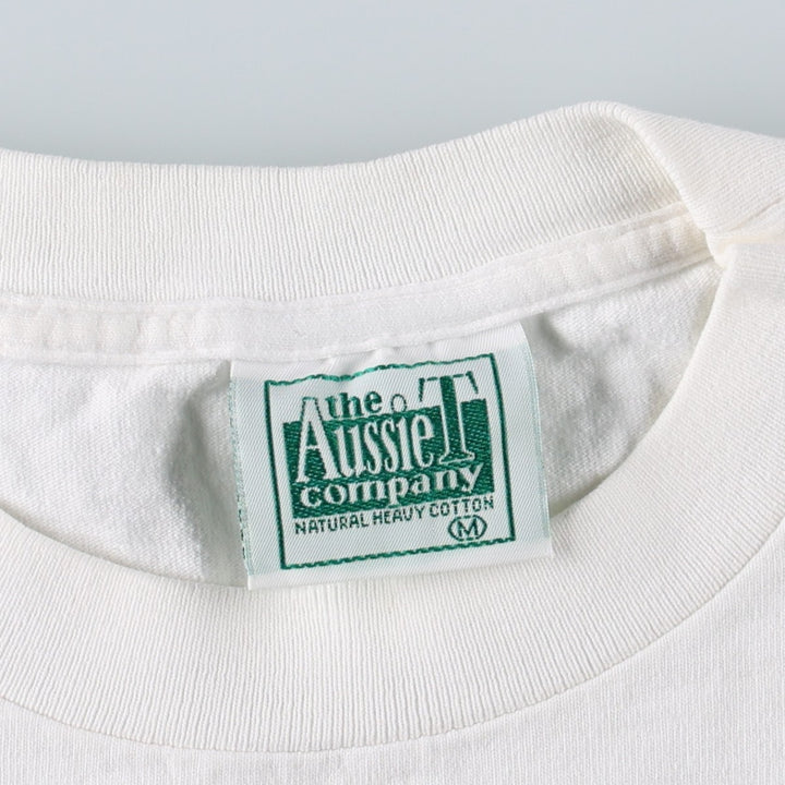 90'S The Aussie Company Print T-Shirt, Made in USA, Men's Size M (Equivalent), Vintage cotton white type Vintage Second Hand