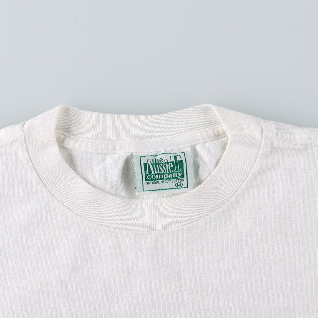 90'S The Aussie Company Print T-Shirt, Made in USA, Men's Size M (Equivalent), Vintage cotton white type Vintage Second Hand