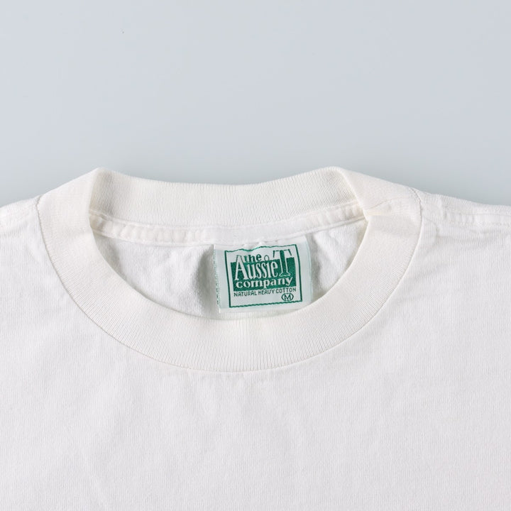 90'S The Aussie Company Print T-Shirt, Made in USA, Men's Size M (Equivalent), Vintage cotton white type Vintage Second Hand