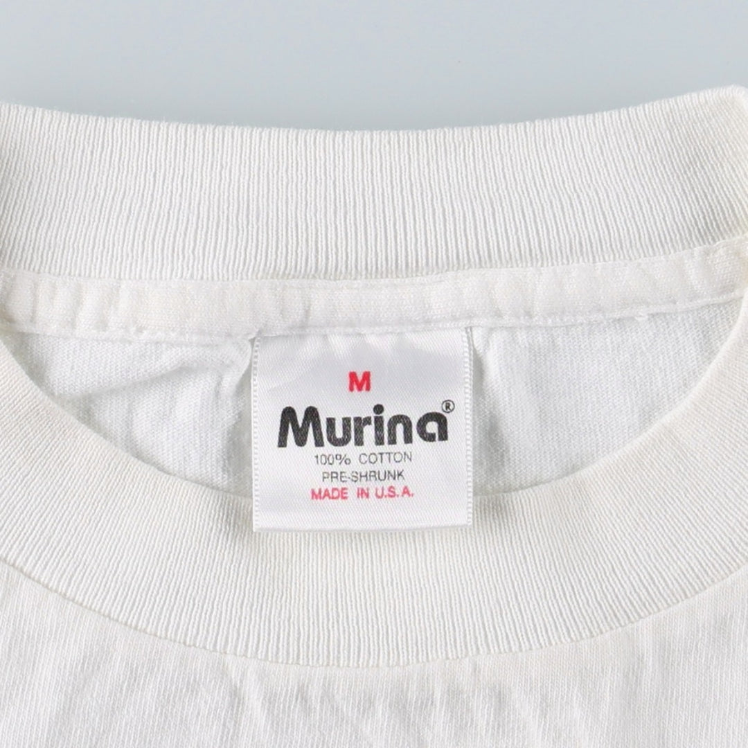 90'S Murina Print T-Shirt, Made in USA, Men's Size M (Equivalent), Vintage cotton white type Vintage Second Hand