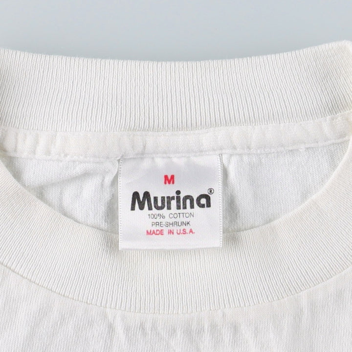 90'S Murina Print T-Shirt, Made in USA, Men's Size M (Equivalent), Vintage cotton white type Vintage Second Hand
