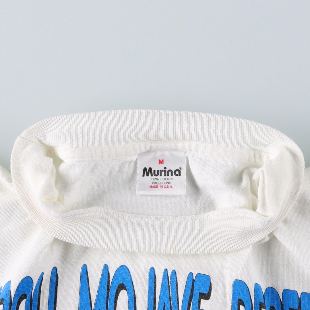90'S Murina Print T-Shirt, Made in USA, Men's Size M (Equivalent), Vintage cotton white type Vintage Second Hand
