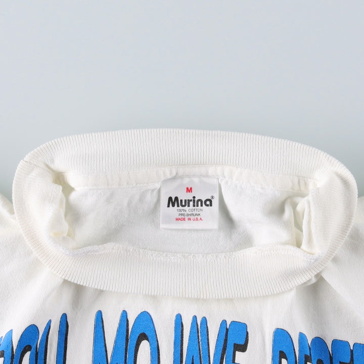 90'S Murina Print T-Shirt, Made in USA, Men's Size M (Equivalent), Vintage cotton white type Vintage Second Hand