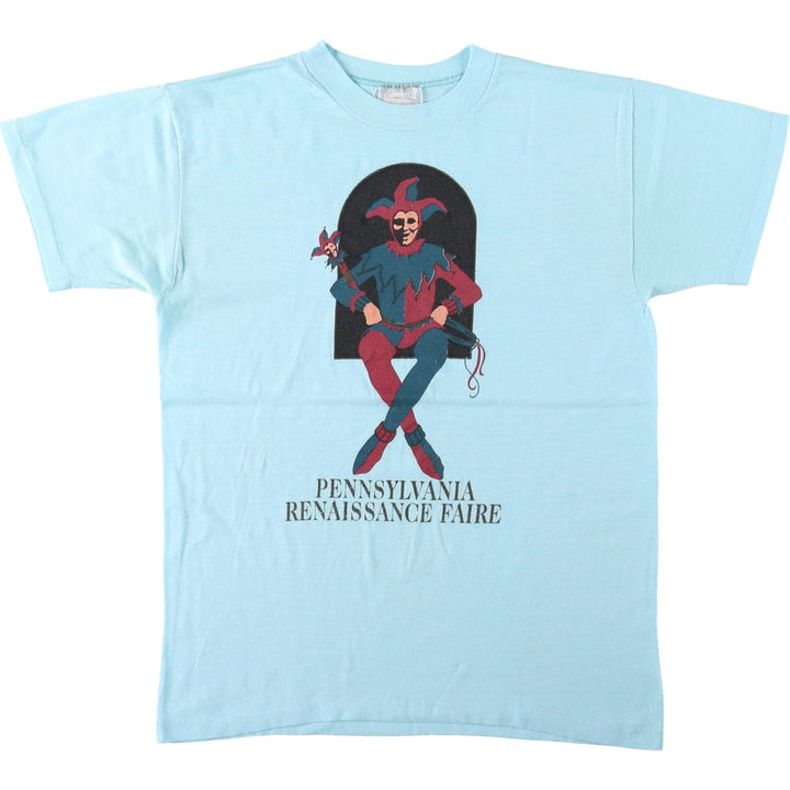 90'S Printed T-Shirt, Made in USA, Men's Size M (Equivalent), Vintage cotton Blue type light blue Vintage Second Hand