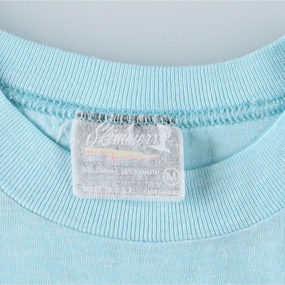 90'S Printed T-Shirt, Made in USA, Men's Size M (Equivalent), Vintage cotton Blue type light blue Vintage Second Hand