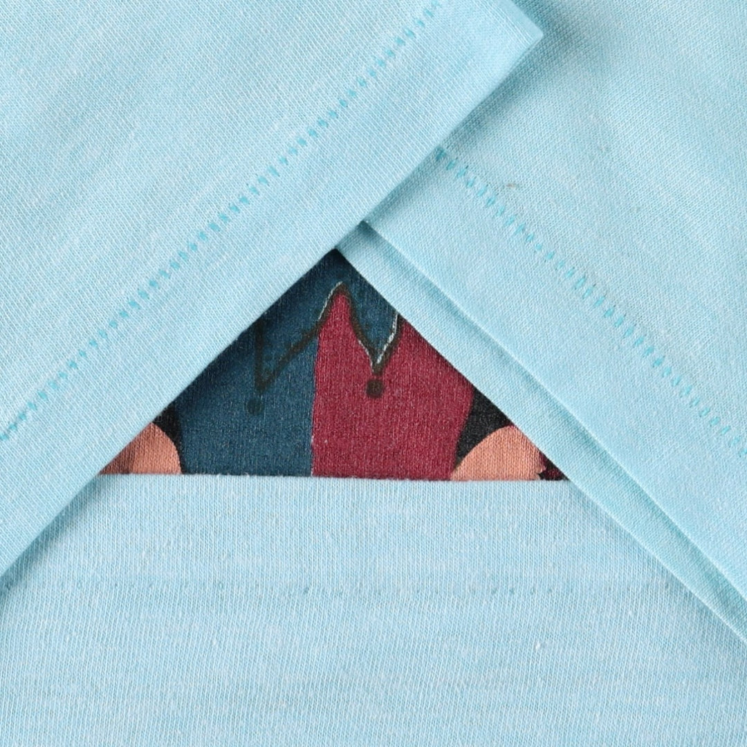 90'S Printed T-Shirt, Made in USA, Men's Size M (Equivalent), Vintage cotton Blue type light blue Vintage Second Hand