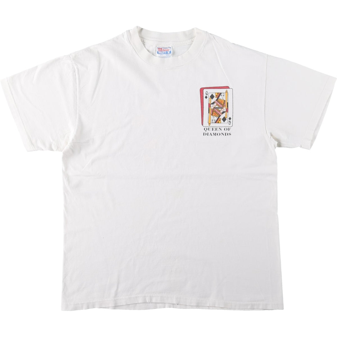 Vintage 90'S Hanes printed T-shirt, made in the USA, size L for men cotton white type Vintage Second Hand