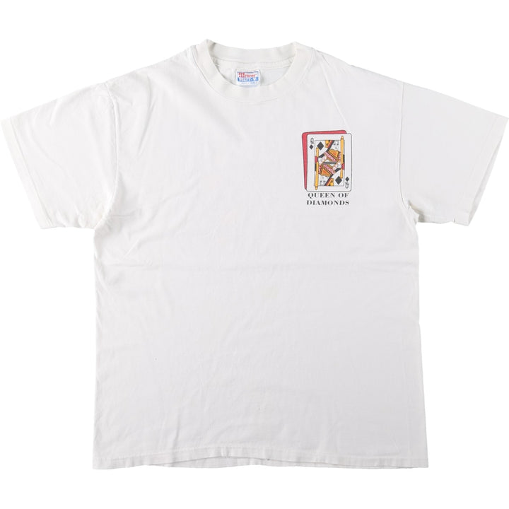 Vintage 90'S Hanes printed T-shirt, made in the USA, size L for men cotton white type Vintage Second Hand