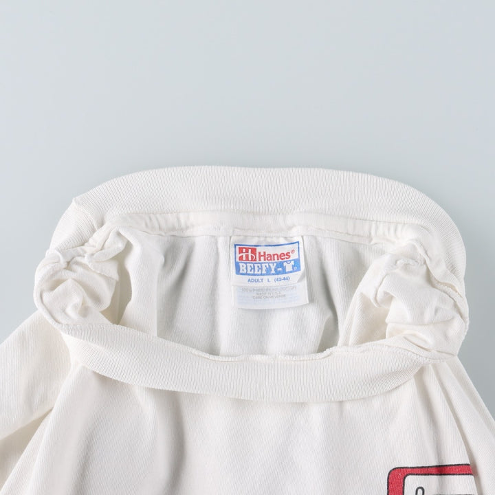 Vintage 90'S Hanes printed T-shirt, made in the USA, size L for men cotton white type Vintage Second Hand