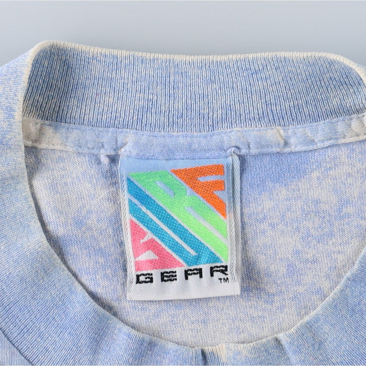 90'S GEAR All-Over Print T-Shirt, Made in USA, Men's Size L (Equivalent), Vintage cotton Blue type light blue Vintage Second Hand