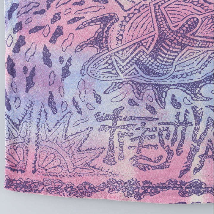 90'S GEAR All-Over Print T-Shirt, Made in USA, Men's Size L (Equivalent), Vintage cotton Blue type light blue Vintage Second Hand