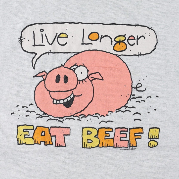 90'S Fruit of the Loom printed T-shirt, made in the USA, men's size L, vintage cotton gray type Vintage Second Hand