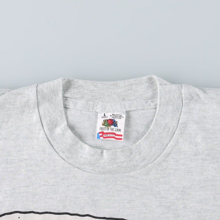 90'S Fruit of the Loom printed T-shirt, made in the USA, men's size L, vintage cotton gray type Vintage Second Hand