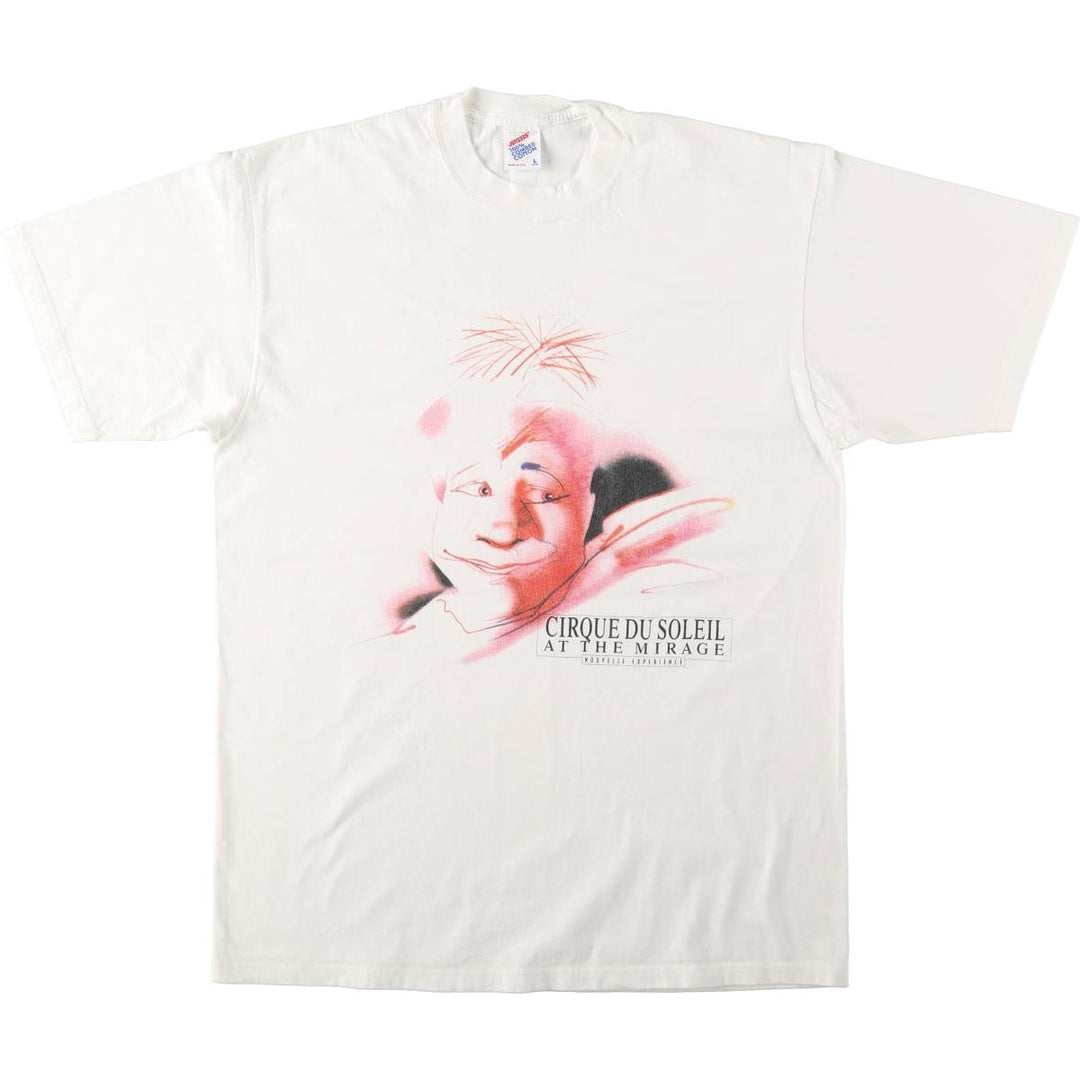 90'S Jerzees CIRQUE DU SOLEIL Print T-Shirt, Made in USA, Men's Size L (approx.), Vintage cotton white type Vintage Second Hand