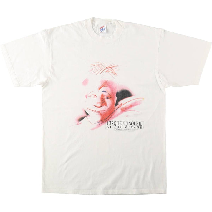 90'S Jerzees CIRQUE DU SOLEIL Print T-Shirt, Made in USA, Men's Size L (approx.), Vintage cotton white type Vintage Second Hand