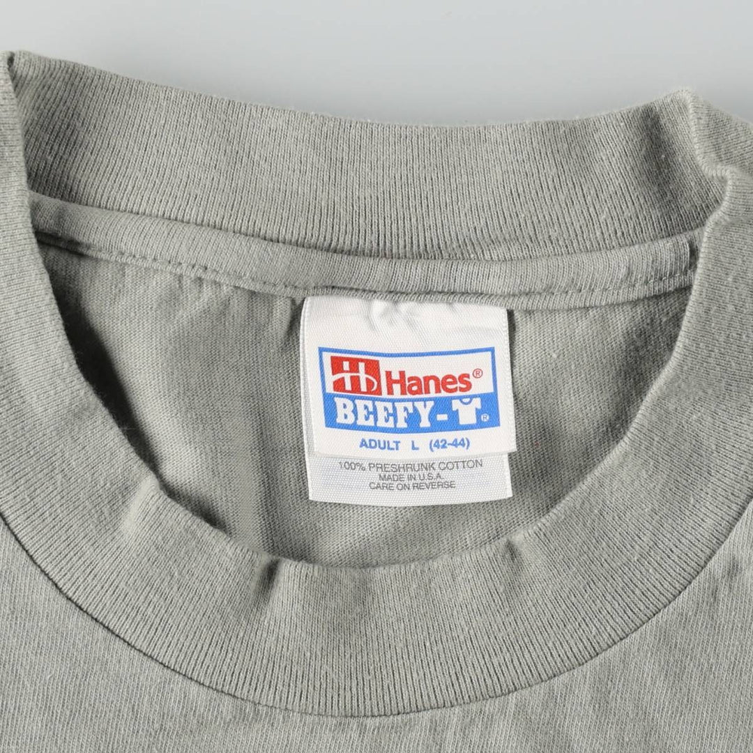 90'S Hanes Jules Feiffer Print T-Shirt, Made in USA, Men's Size L (approx.), Vintage cotton Khaki type sage green Vintage Second Hand