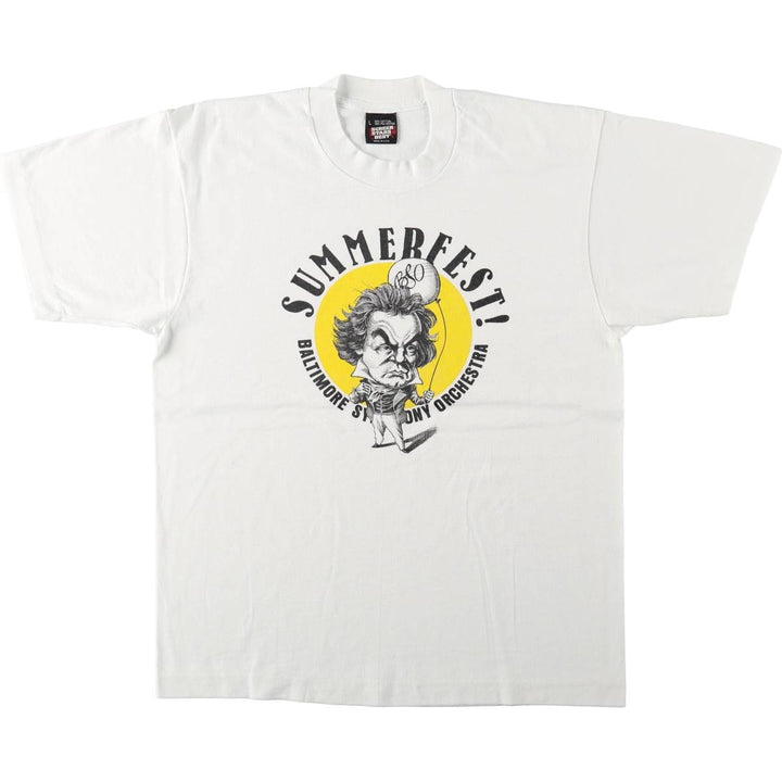 ~90'S Screen Stars Baltimore Symphony Orchestra Beethoven Print T-Shirt, Made in USA, Men's Size L (approx.) cotton white type Vintage Second Hand